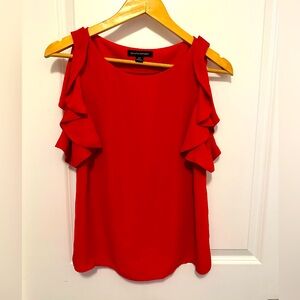 Banana Republic XS red sleeveless ruffle blouse. EUC